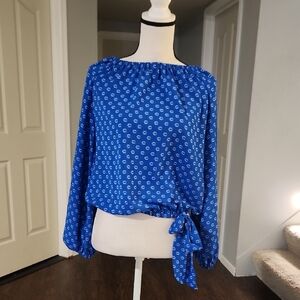 NWT CeCe Blue Floral Blouse